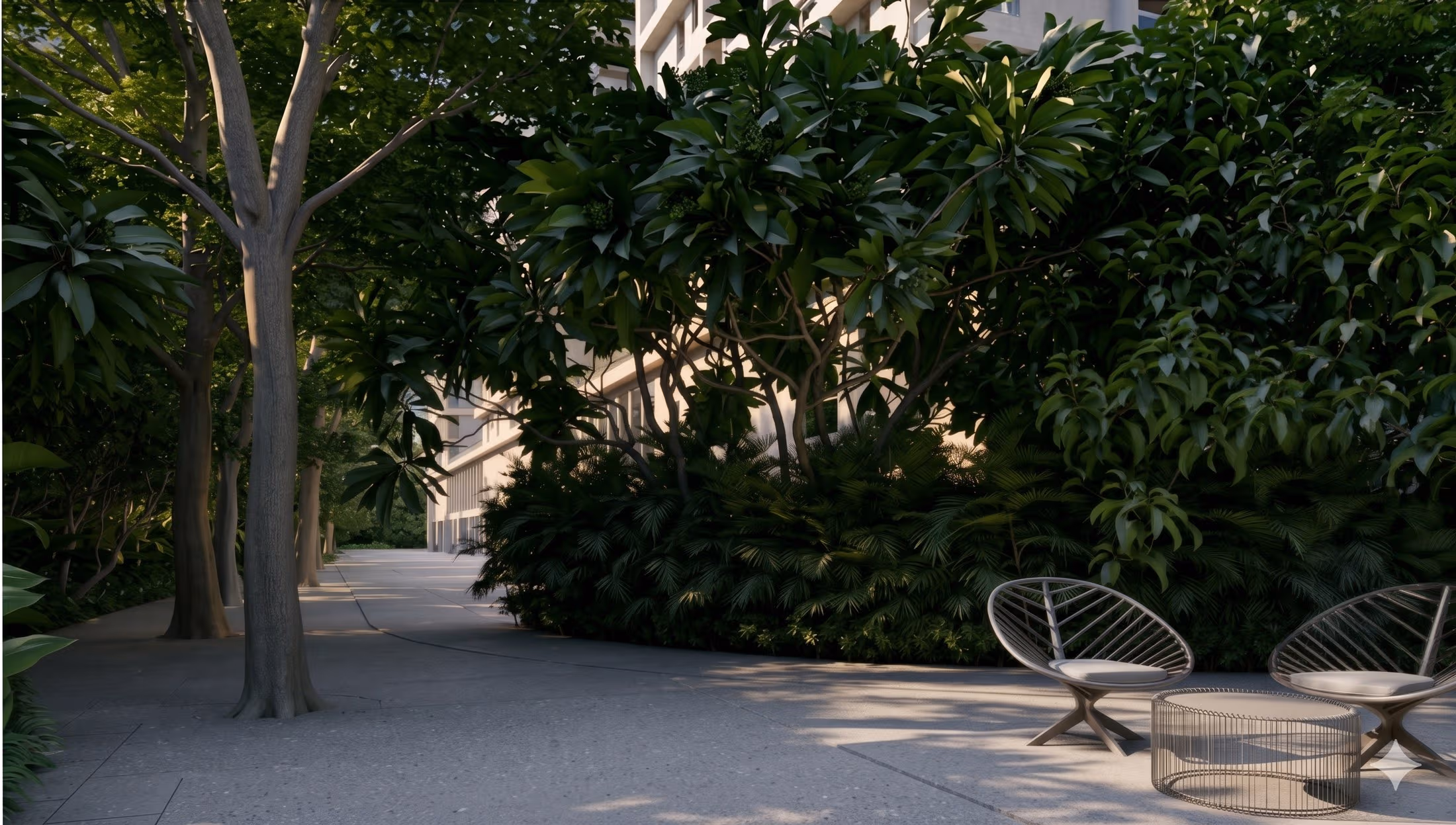 A quiet seating grove at Amaya